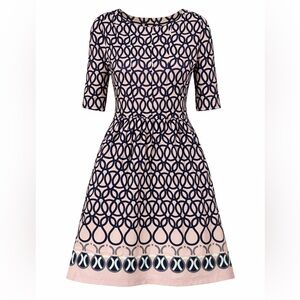 Shelby & Palmer Pink and Navy Interlocking Circle Dress